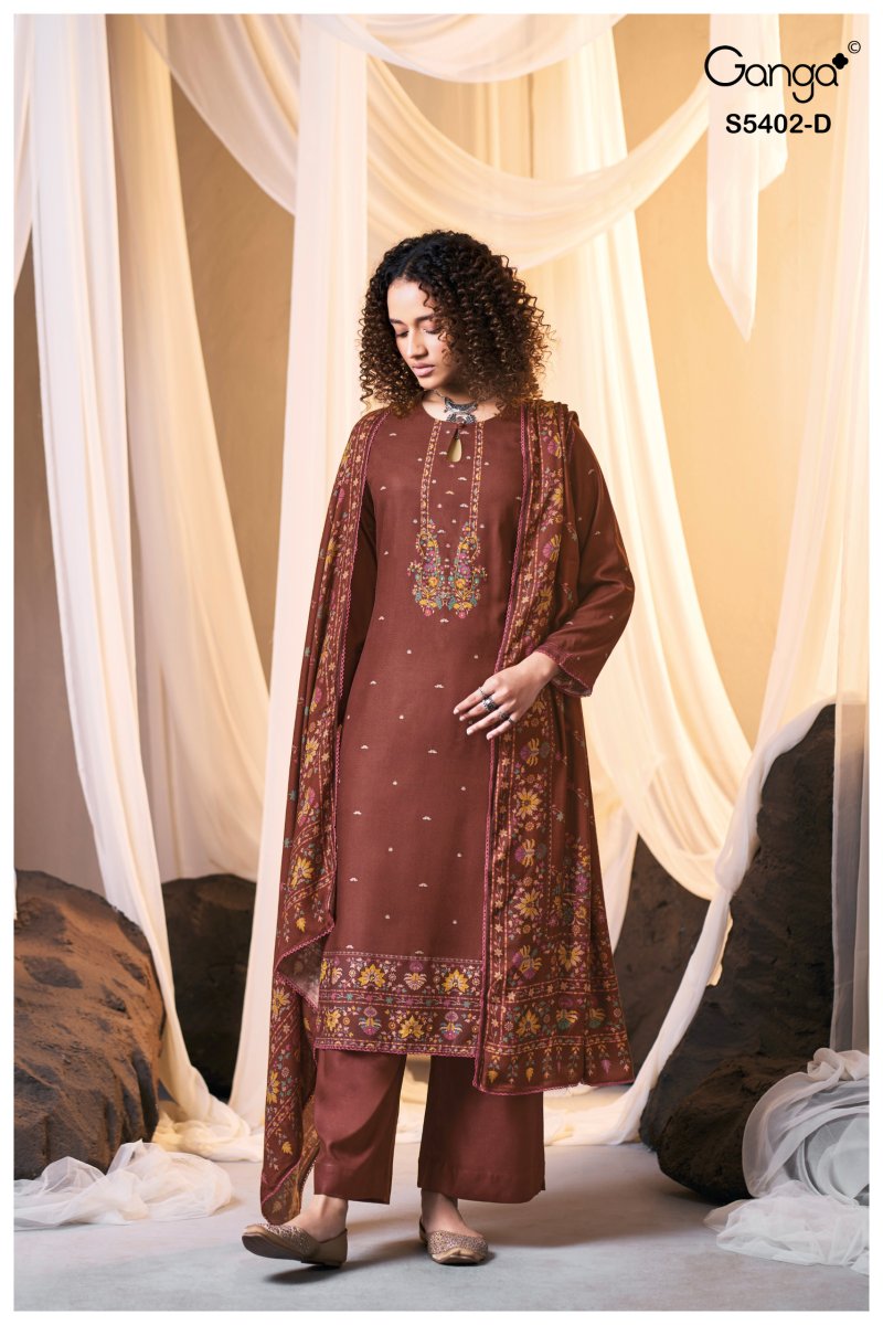 Daelira 5402 By Ganga Pashmina Dress Material